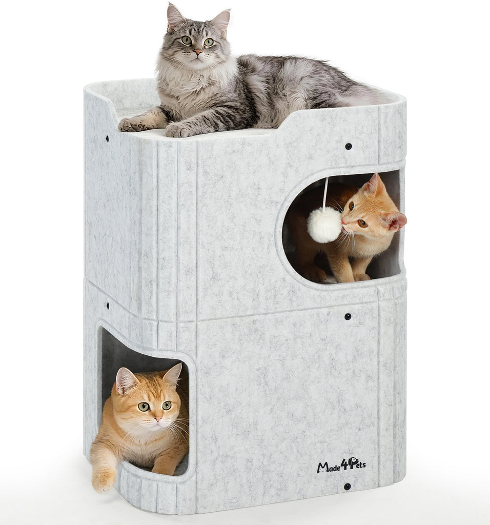 Made4Pets Cat House for Indoor Use, 2-Storey Cube Bed Cave