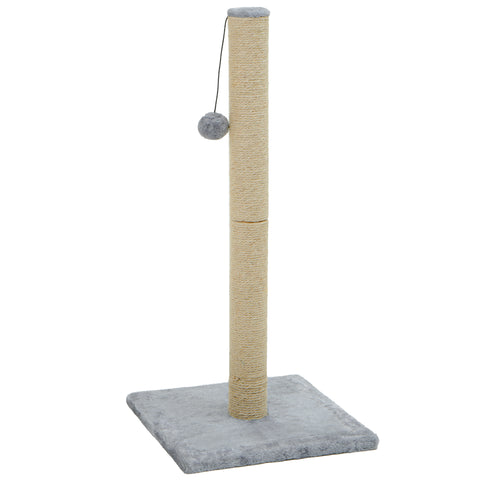 Cat Craft Jute Fiber Cat Scratching Post with Replaceable Dangle Toy, Gray