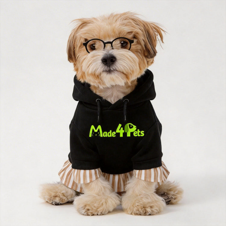Made4Pets Trendy Dog Hoodie with Ruffle Hem - Cute Pet Clothes for Small Breeds