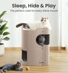 Made4Pets Cat House for Indoor Use, 2-Storey Cube Bed Cave