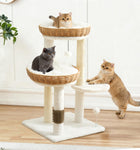 Made4Pets Beige Wood Cat Tree with Rattan Cat Condo