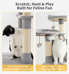 Made4Pets Tall Cat Tree, 80" Cat Tree Tower for Indoor Cats Large Adult, Modern Cat Tower with Scratching Post, Cozy Hammock, 3 Perches and 2 Condos, Sturdy and Fluffy