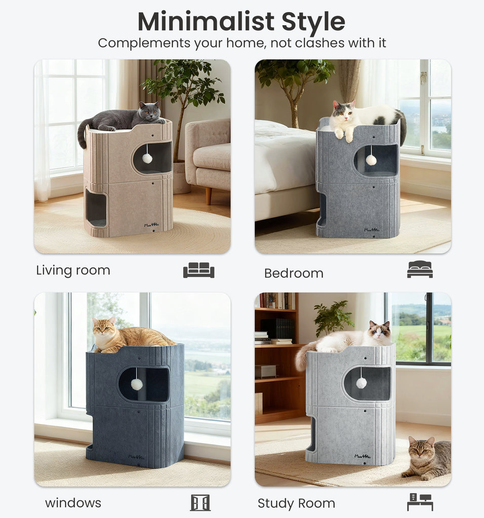 Made4Pets Cat House for Indoor Use, 2-Storey Cube Bed Cave