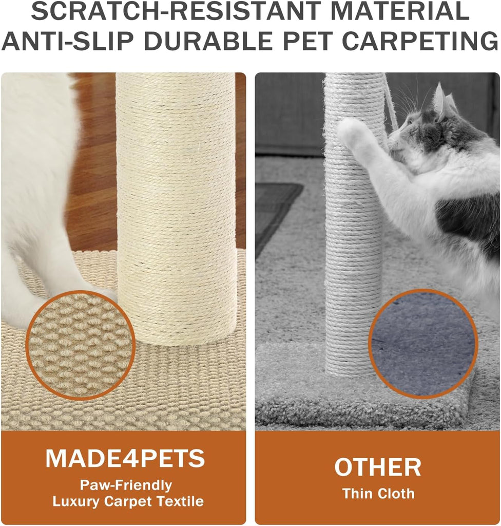 Made4Pets Cat Scratching Post, Tall Cat Scratch Post for Indoor Cats Natural Sisal Rope Thin Cat Scratcher