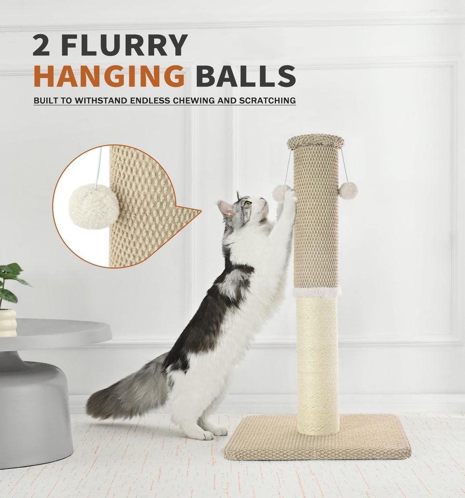 Made4Pets Cat Scratching Post, Tall Cat Scratch Post for Indoor Cats Natural Sisal Rope Thin Cat Scratcher