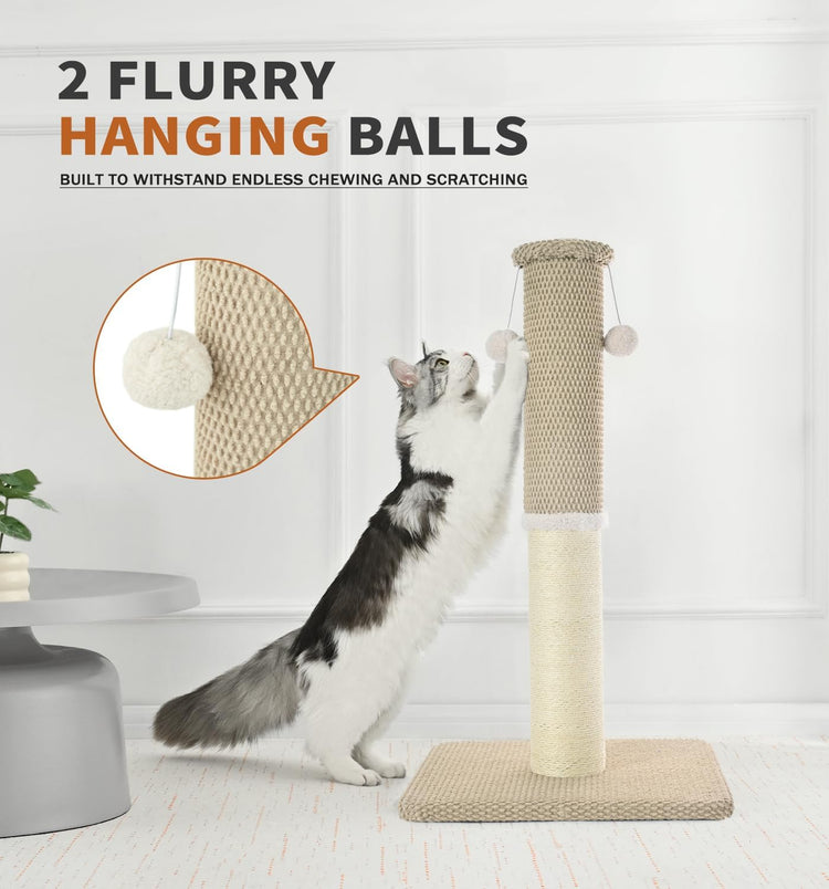 Made4Pets Cat Scratching Post, Tall Cat Scratch Post for Indoor Cats Natural Sisal Rope Thin Cat Scratcher