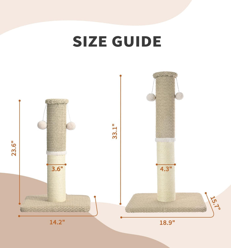 Made4Pets Cat Scratching Post, Tall Cat Scratch Post for Indoor Cats Natural Sisal Rope Thin Cat Scratcher