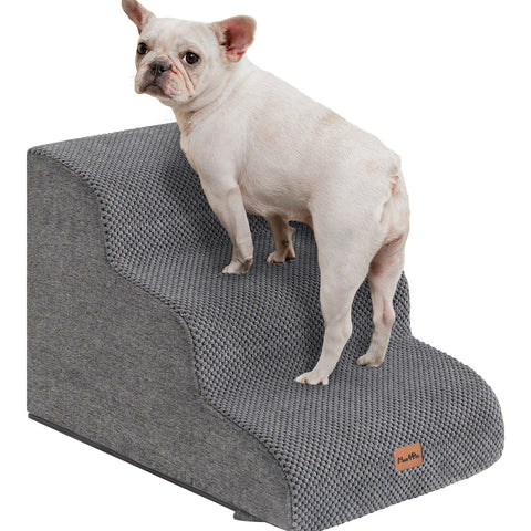 Made4Pets Dog Stairs Ramp for Small Dogs, 3-Step Dog Steps for Bed Couch Sofa and Chair, Gray