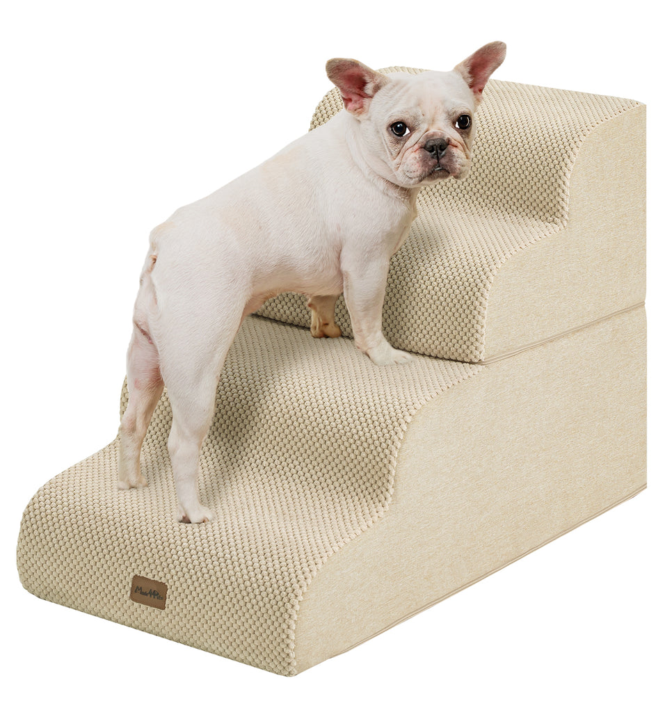 Made4Pets Dog Stairs Ramp for Bed, 4-Step Dog Steps for High Bed Couch Sofa Climbing, Beige