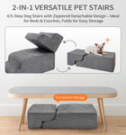 Made4Pets Dog Stairs Ramp for Bed, 4-Step Dog Steps for High Bed Couch Sofa Climbing, Gray