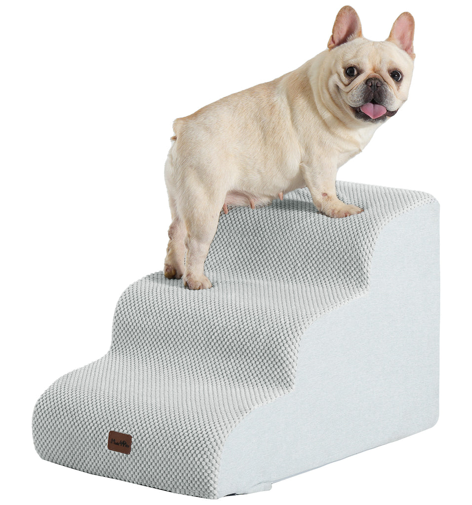 Made4Pets Dog Stairs Ramp for Small Dogs, 3-Step Dog Steps for Bed Couch Sofa and Chair, Gray