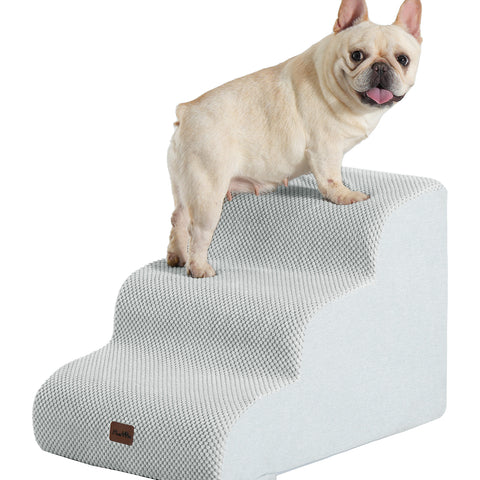Made4Pets Dog Stairs Ramp for Small Dogs, 3-Step Dog Steps for Bed Couch Sofa and Chair, Gray
