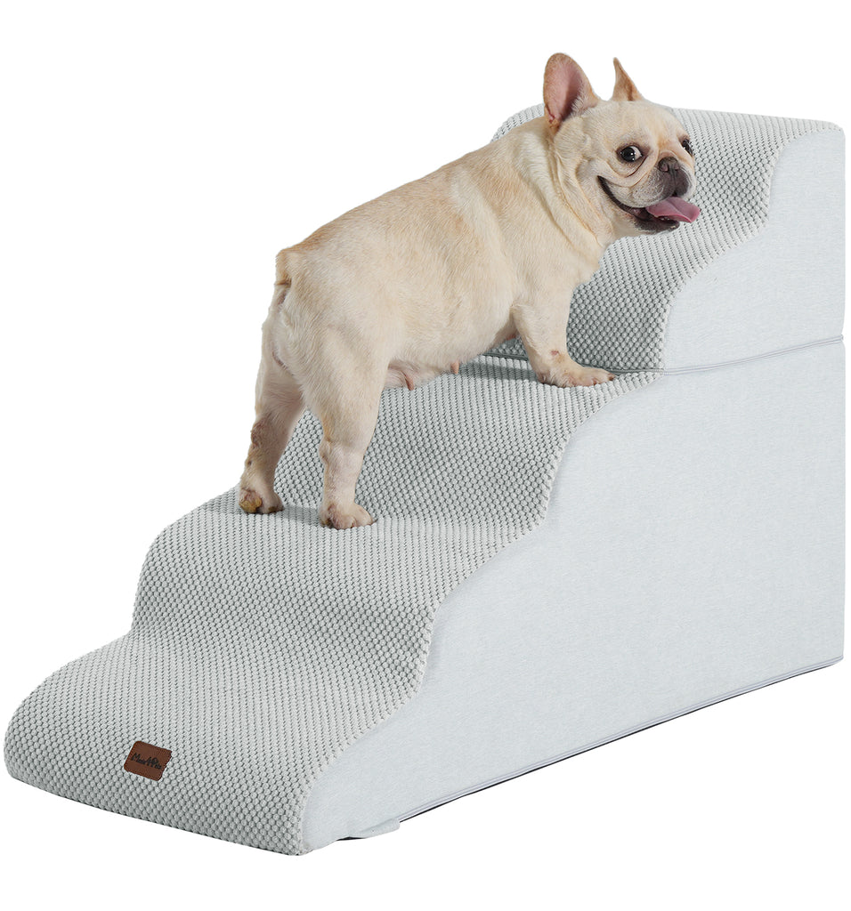 Made4Pets Dog Stairs Ramp for High Bed, 5-Step Pet Stairs for Bed Couch Sofa Climbing, Gray