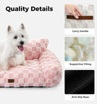 Soft Cat Couch Bed, Faux Fur Checkered Pet Sofa