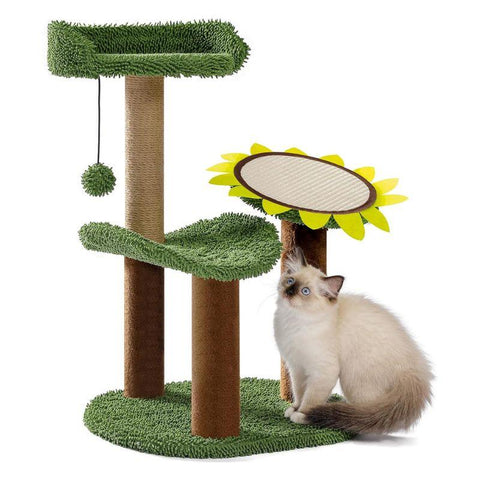 Sunflower Cat Tower with Plush Perch for Small Kittens - Made4Pets