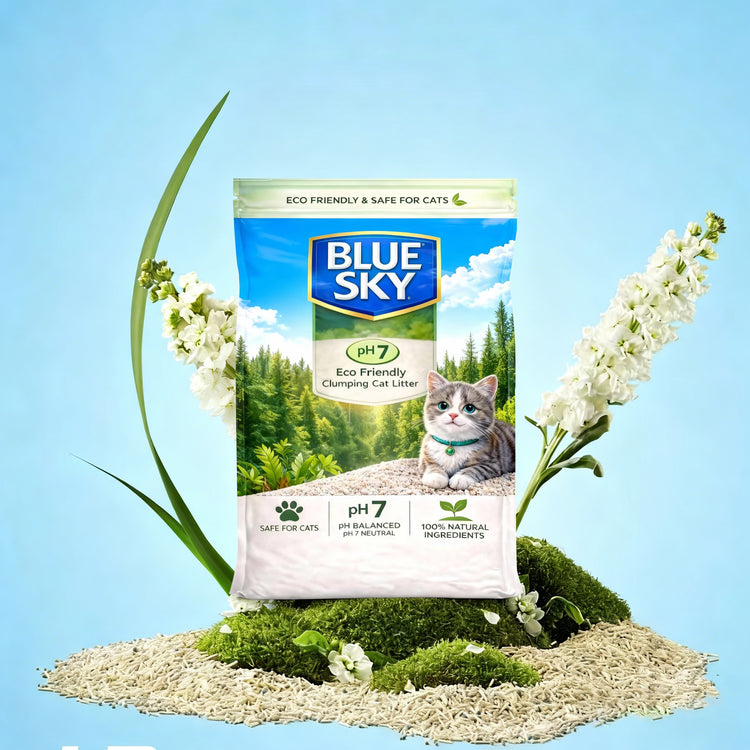 Blue Sky Eco Friendly Clumping Cat Litter Eco-friendly Flushable and compostable. high-polymer absorbent materials and plant-based ingredients