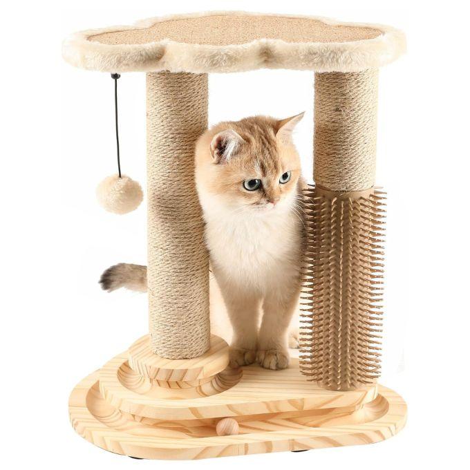 Made4Pets Cat Scratching Post, Cat Self Groomer for Indoor Cats, Cloud Soft Perch for Rest, 17.5