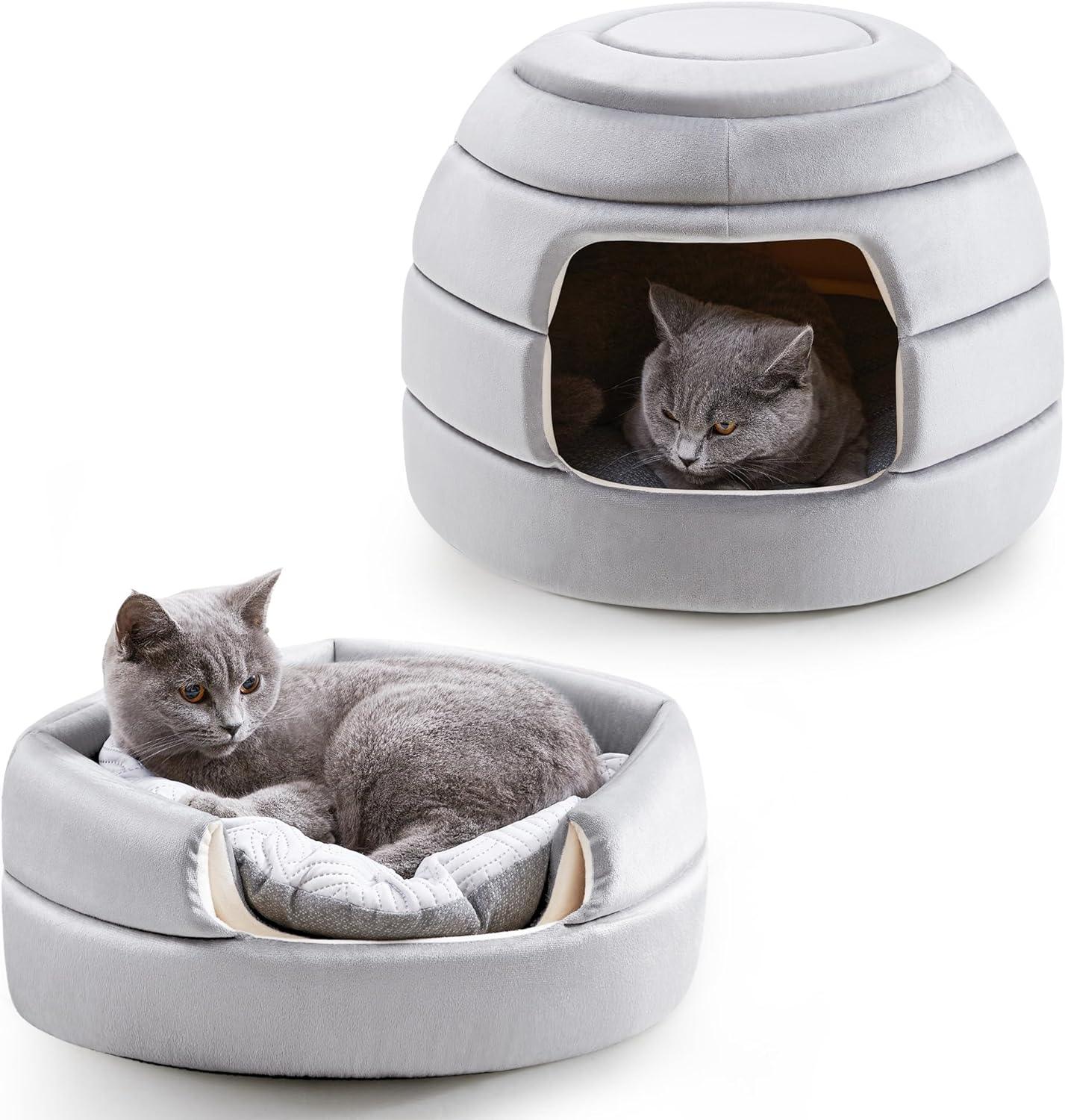 2-in-1 Foldable Cat Houses with Removable & Washable Cushion - Made4Pets