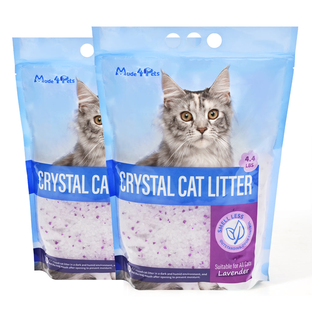 Made4Pets Cat Litter Crystals, Non Clumping No scooping Low Dust, Low Tracking, Lightweight, Dehydrates Waste, Lavender