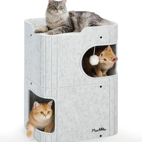 Made4Pets Cat House for Indoor Use, 2-Storey Cube Bed Cave