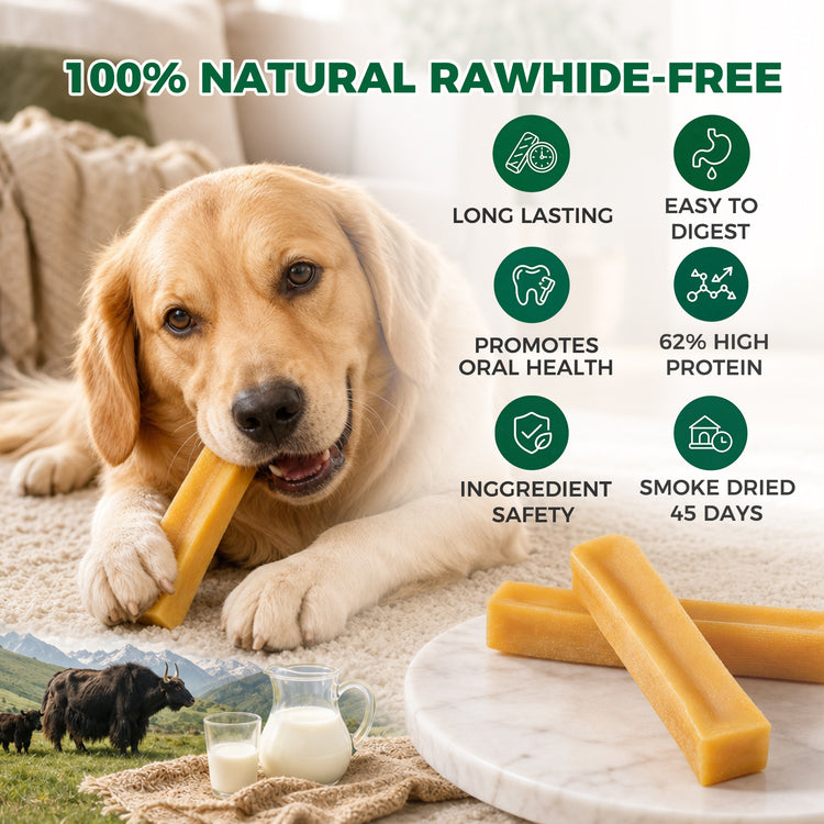 Made4Pets Natural Rawhide-Free Long-Lasting Yak Milk Dog Chews Treat, 6 Chews
