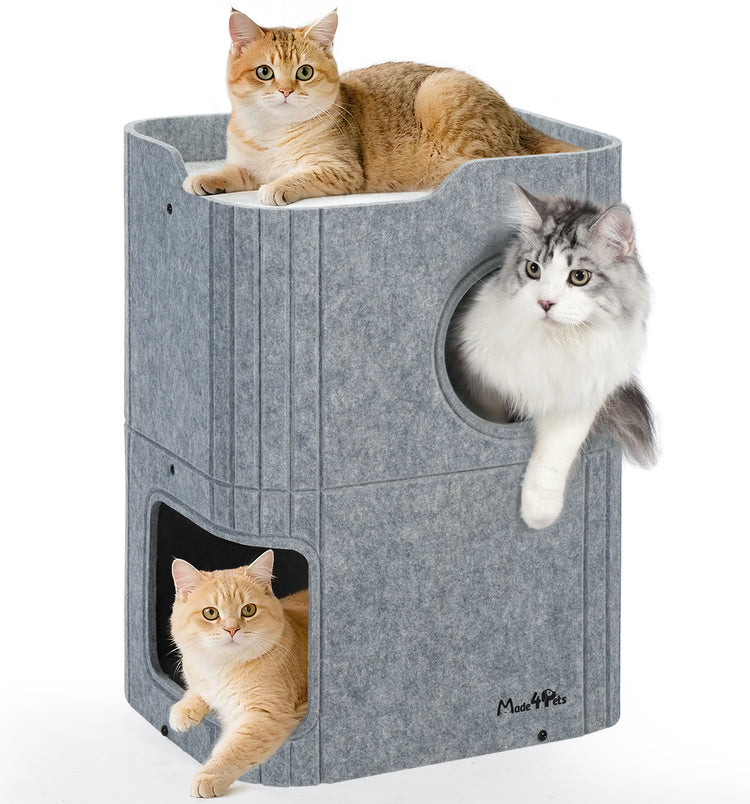 Made4Pets Cat House for Indoor Use, 2-Storey Cube Bed Cave