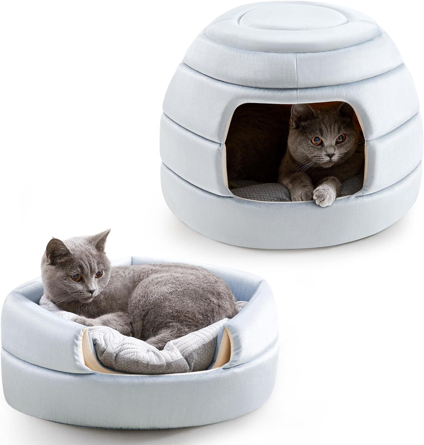 2-in-1 Foldable Cat Houses with Removable & Washable Cushion - Made4Pets