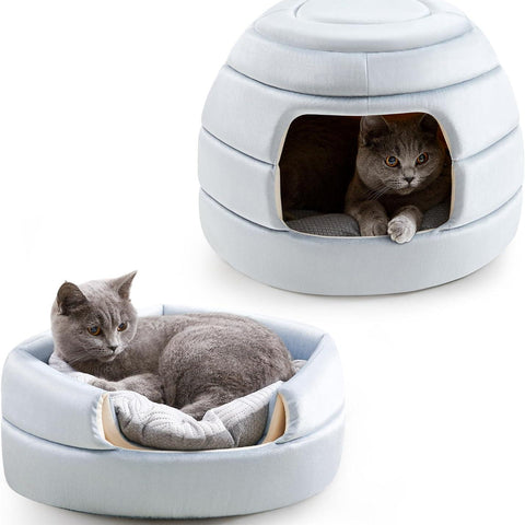 2-in-1 Foldable Cat Houses with Removable & Washable Cushion - Made4Pets