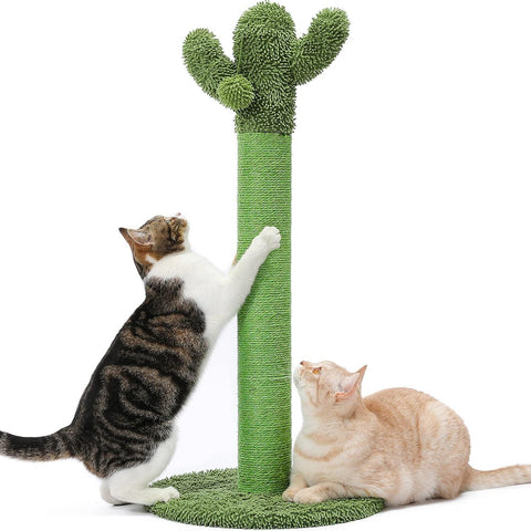 Cactus Cat Scratcher Kitten Scratching Post with Natural Sisal Rope for Indoor Cats Claw Scratcher, Vertical Green Cat Tree with Dangling Balls for Small Cats Kittens - Made4Pets