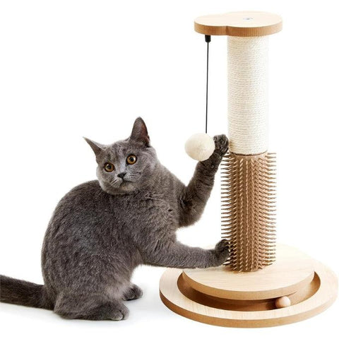 Wooden 4-in-1 Cat Scratcher with Natural Sisal Ropes - Made4Pets