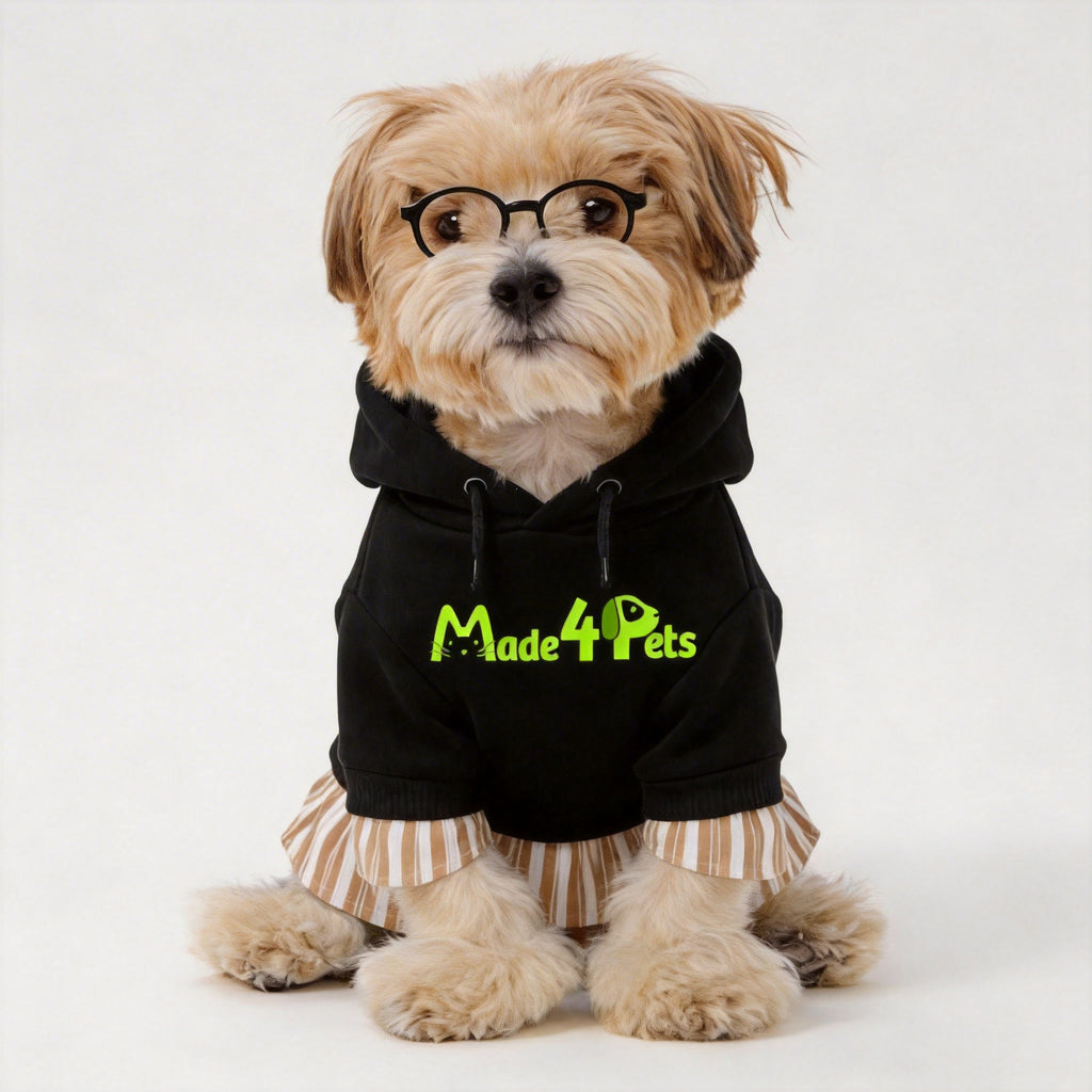 Made4Pets Trendy Dog Hoodie with Ruffle Hem - Cute Pet Clothes for Small Breeds