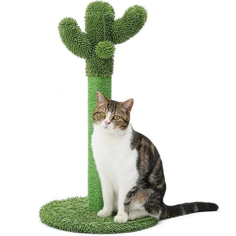 Cactus Cat Scratcher Kitten Scratching Post with Natural Sisal Rope for Indoor Cats Claw Scratcher, Vertical Green Cat Tree with Dangling Balls for Small Cats Kittens - Made4Pets