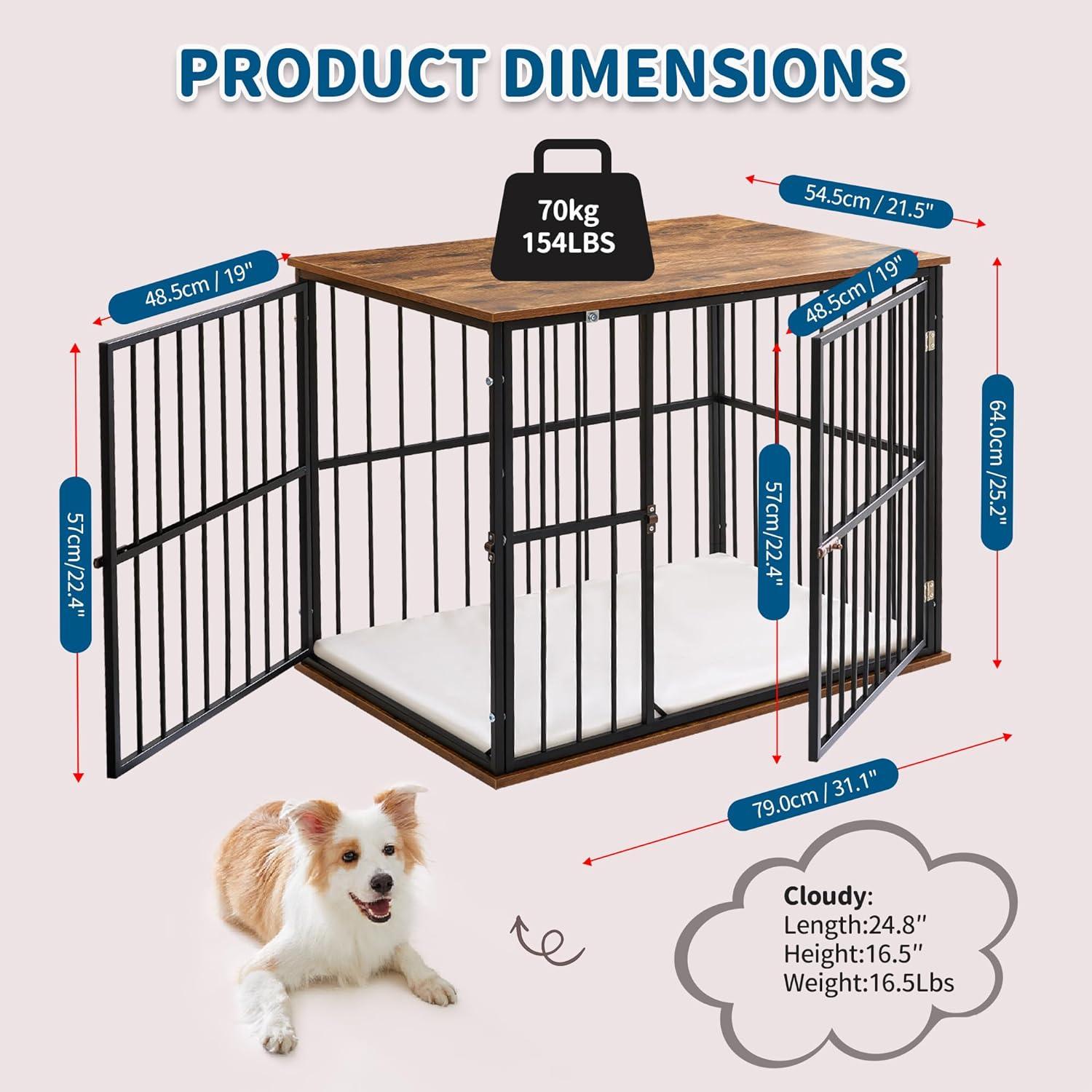 Heavy-Duty Dog Crate Furniture with Washable Cushion Indoor - Made4Pets