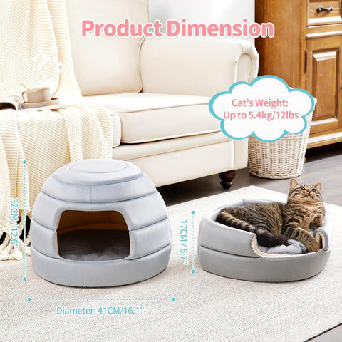 2-in-1 Foldable Cat Houses with Removable & Washable Cushion - Made4Pets