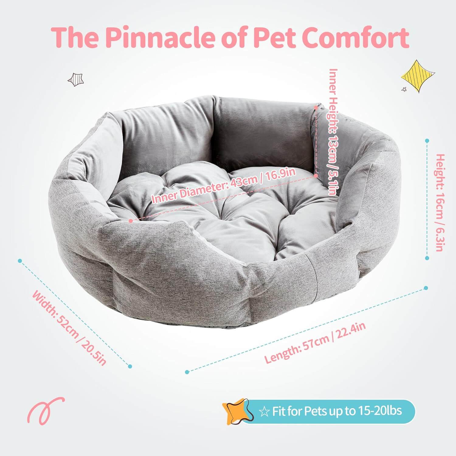 Washable Dog & Cat Bed with Anti-Slip Bottom - Made4Pets