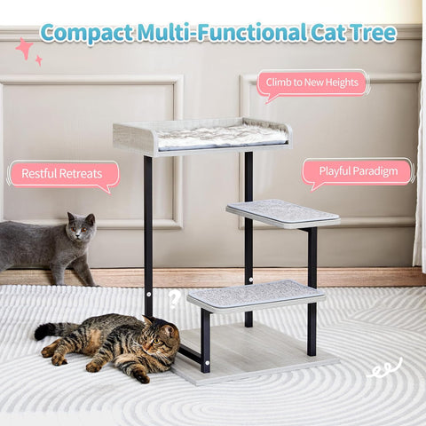 Indoor 27 inch Cat Tree Tower with 3 Climbing Steps and Anti-Skid Mats