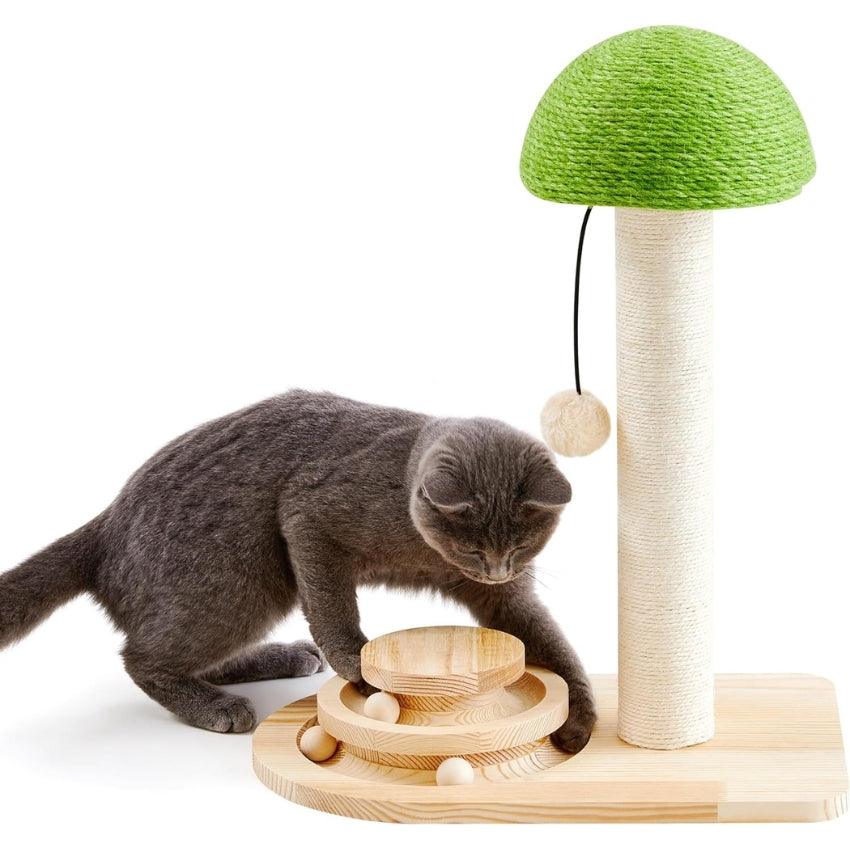 Made4Pets Cat Scratching Post, Cat Tree Tower with Sisal Post and Interactive Toy, 18