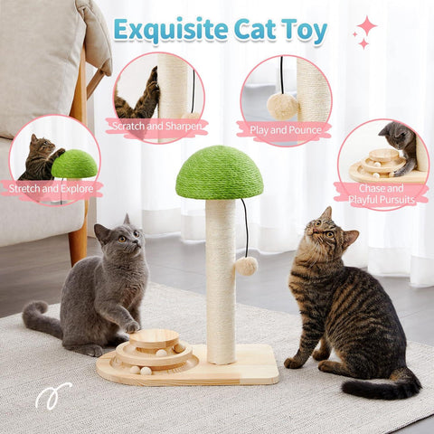 2-in-1 Mushroom Cat Scratcher with Sisal Ropes - Made4Pets