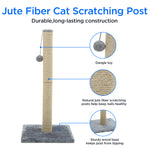 Cat Craft Jute Fiber Cat Scratching Post with Replaceable Dangle Toy, Gray