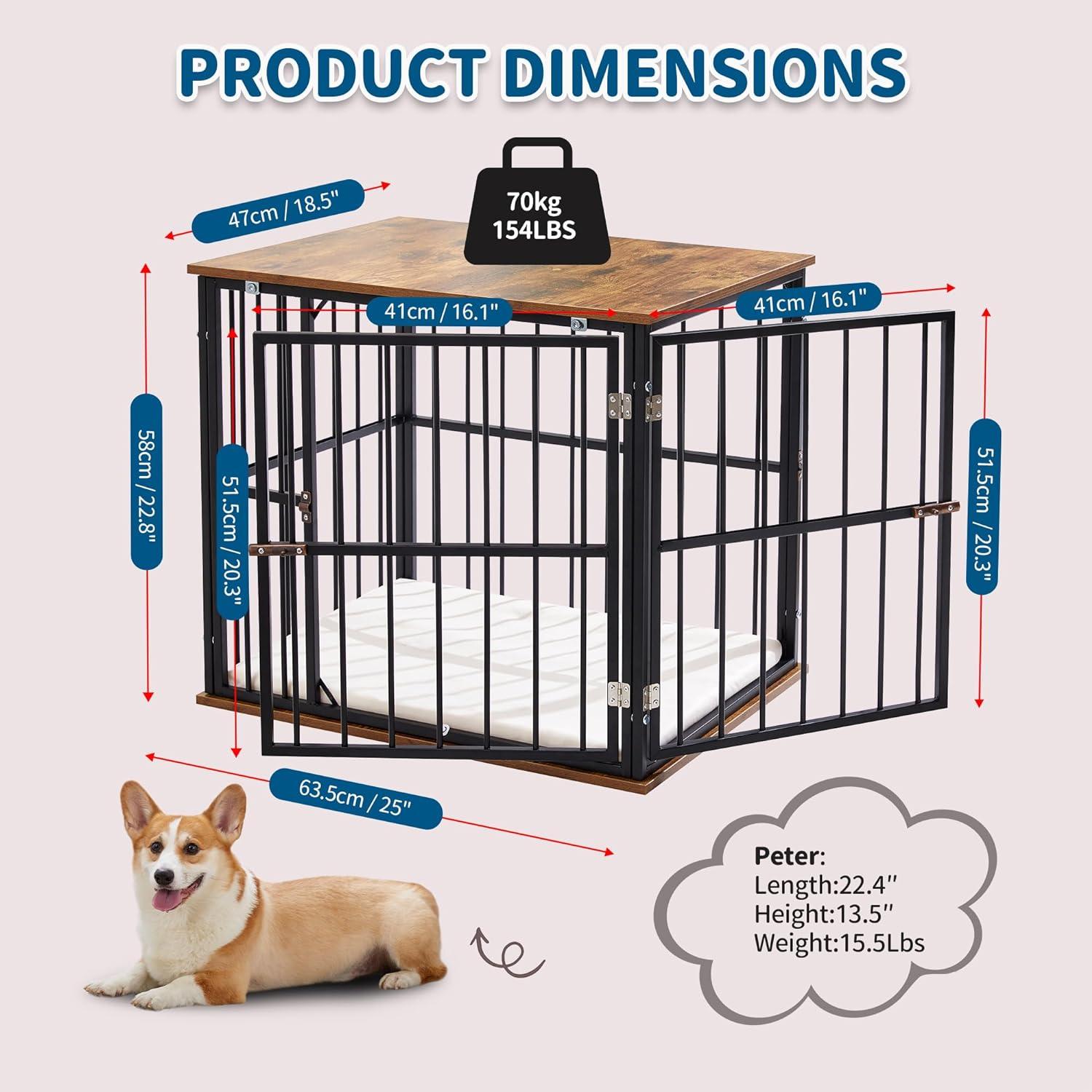 Heavy-Duty Dog Crate Furniture with Washable Cushion Indoor - Made4Pets