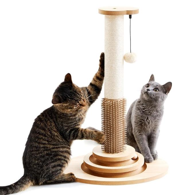 Wooden 4-in-1 Cat Scratcher with Natural Sisal Ropes - Made4Pets