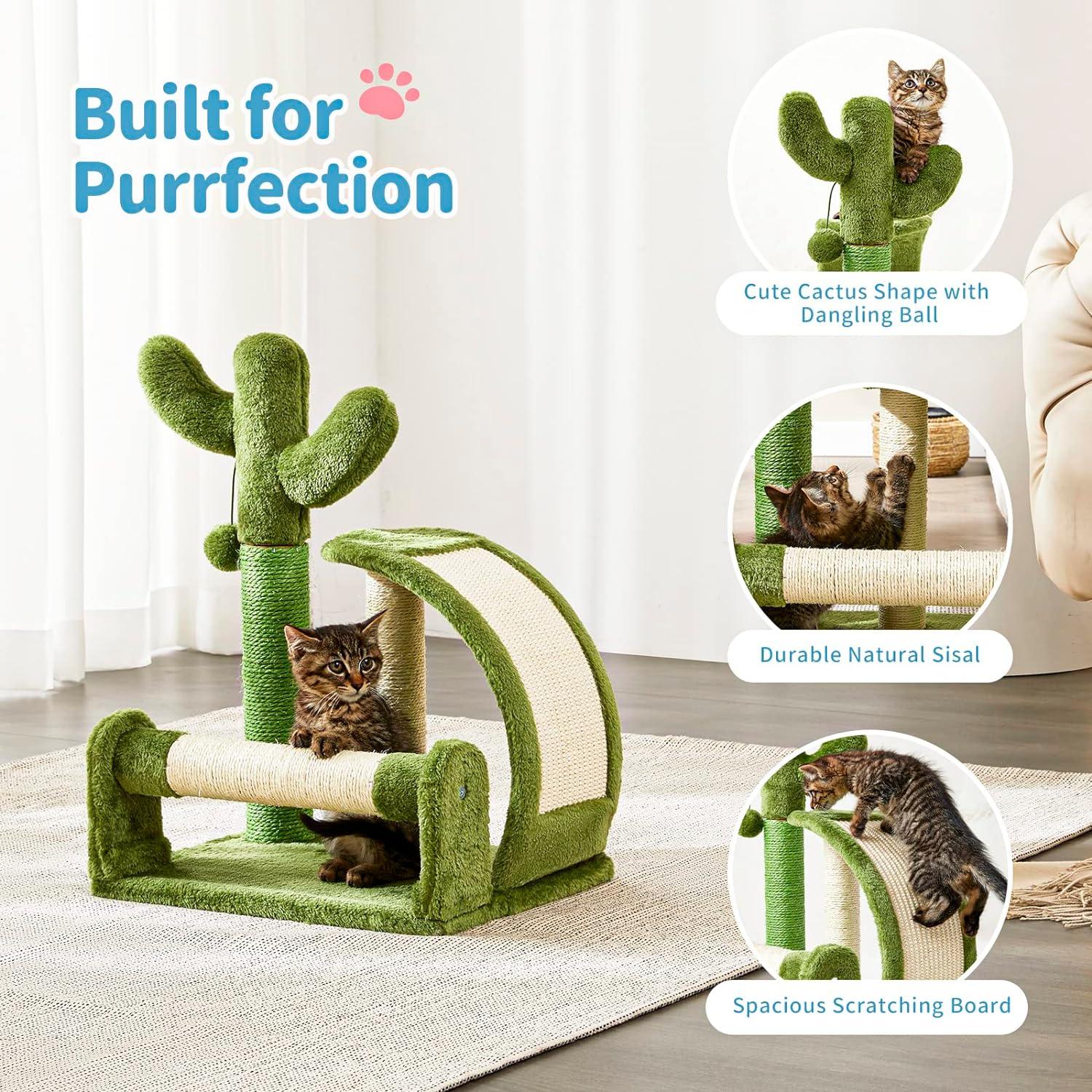 Cactus Scratcher Tree for Indoor Small Cats with Natural Sisal Ropes - Made4Pets