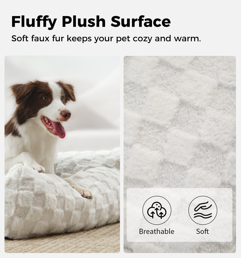 Soft Cat Couch Bed, Faux Fur Checkered Pet Sofa
