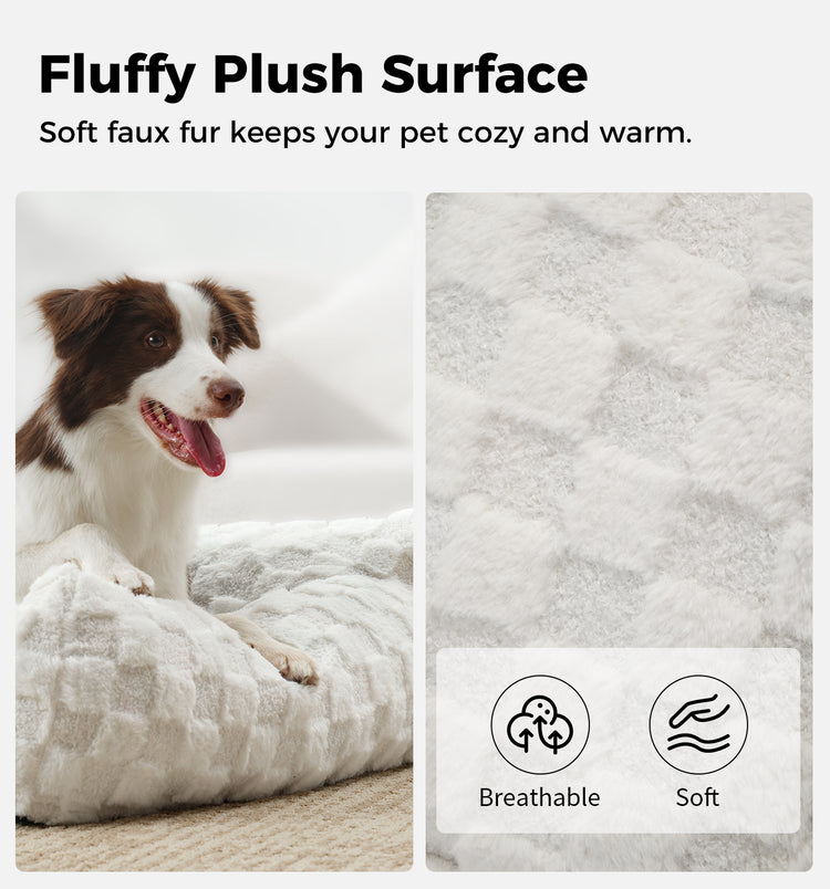 Soft Cat Couch Bed, Faux Fur Checkered Pet Sofa