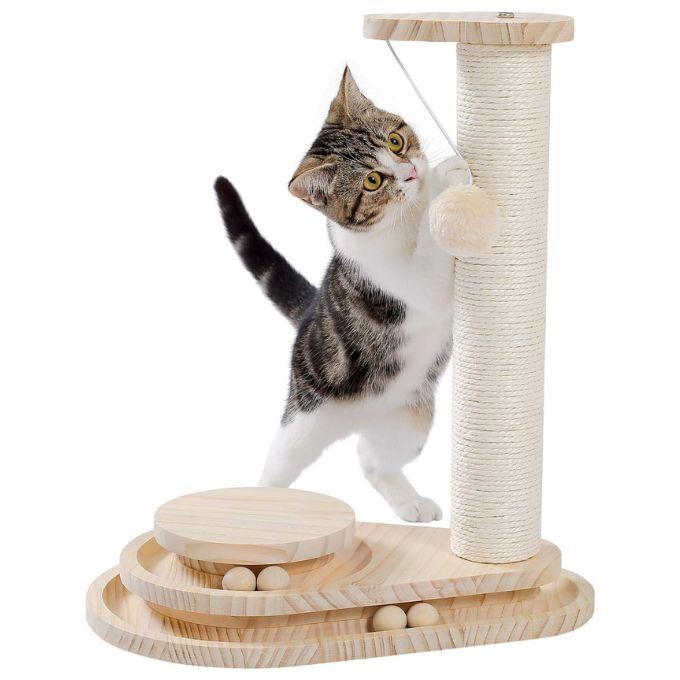 Made4Pets Cat Scratching Post, Cat Self Groomer for Indoor Cats, Cloud Soft Perch for Rest, 17.5