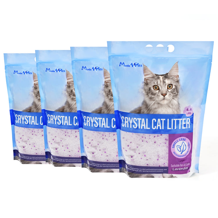 Made4Pets Cat Litter Crystals, Non Clumping No scooping Low Dust, Low Tracking, Lightweight, Dehydrates Waste, Lavender