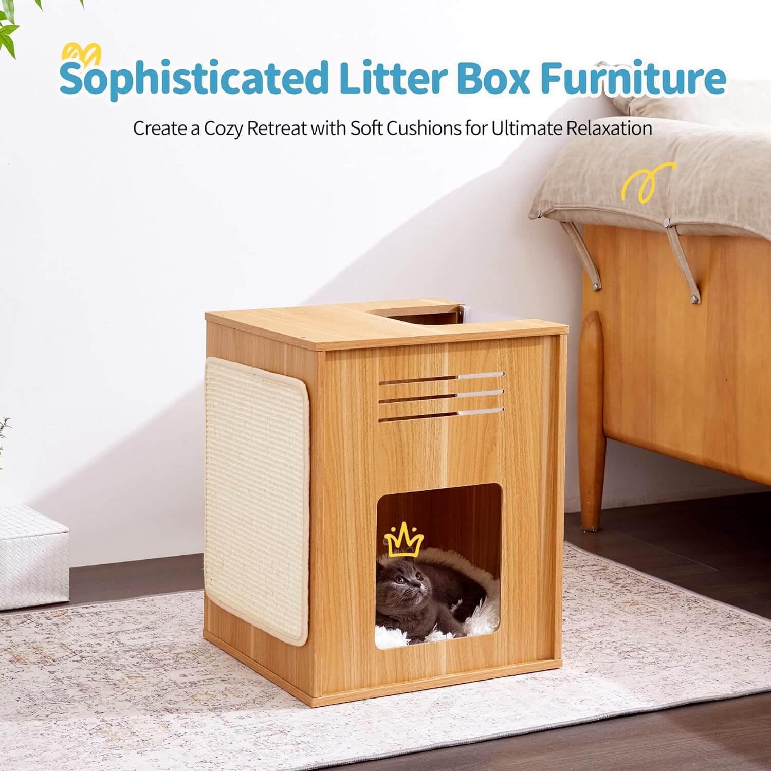 Large Cat House with Scratch Pad with Adjustable Baffle - Made4Pets