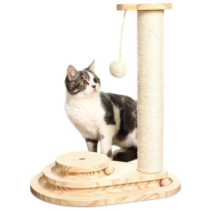 Scratch Post Interactive Toy with Dangling Ball - Made4Pets