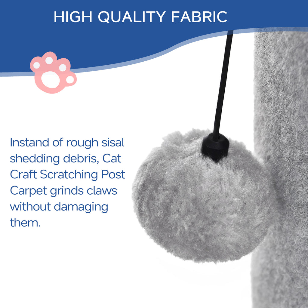 Cat Craft Light Gray Faux Fur Large Cat Scratching Post with Replaceable Toys and Sturdy Base