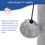 Cat Craft Light Gray Faux Fur Large Cat Scratching Post with Replaceable Toys and Sturdy Base